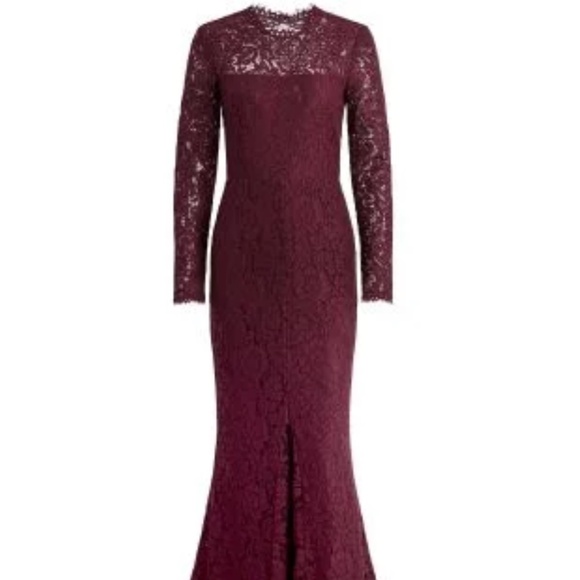 Rachel Zoe Angie Fig Purple Lace Open Back Long Sleeve Gown Dress - Picture 1 of 16